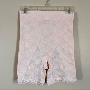 Vintage 70s Subtract Firm Tummy Control Brief Shorts Pink Floral Lace ILGWU 30 L